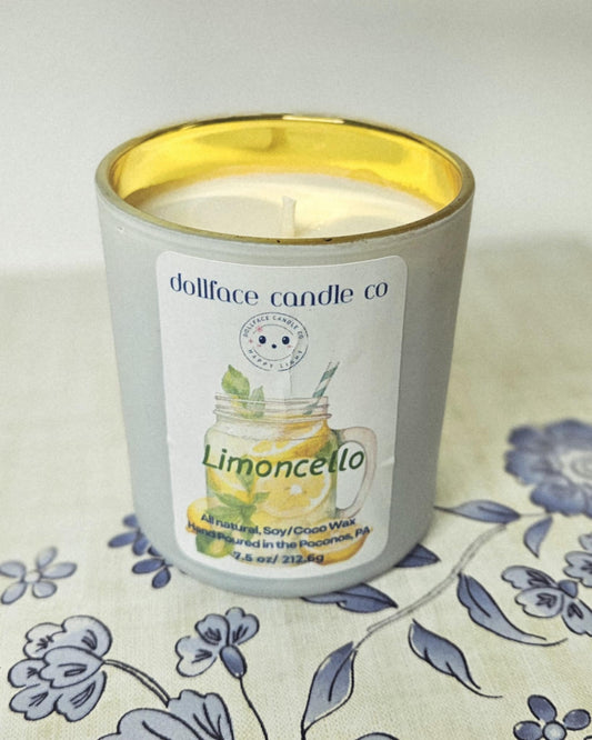 "Limoncello" Soy/Coco Luxury Gold and White Candle 7.5 oz